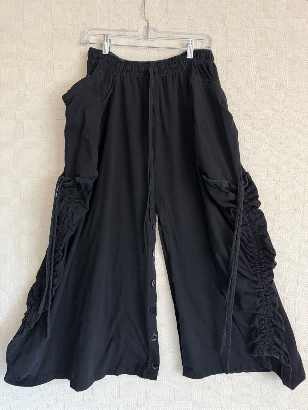 Black Wide-Leg Ruched Women’s Medium Pants Harem Gothicore Witchy